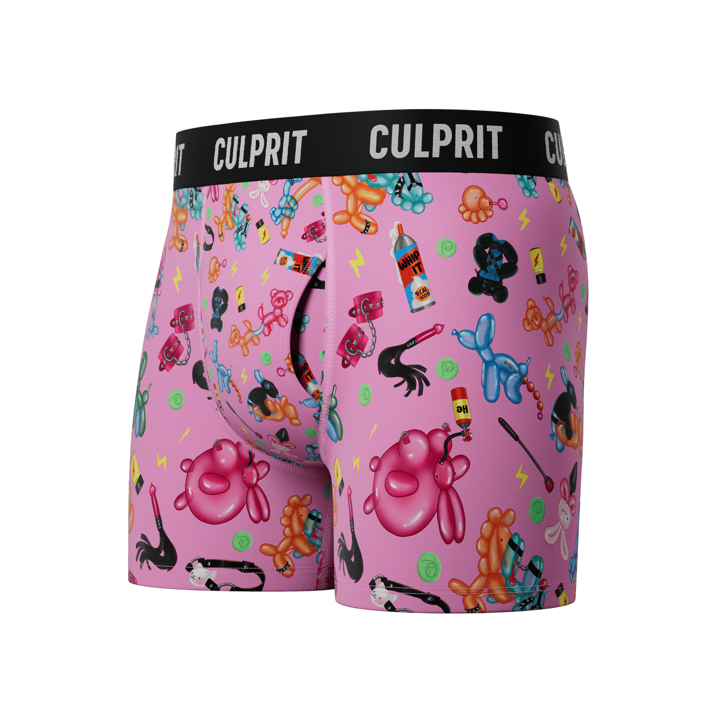 Pink Balloon Animals 😻 Boxer Briefs w/ fly - Culprit Underwear - Boxer Briefs w/Fly - BB - LOONPK - S