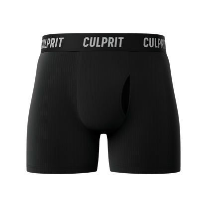 Stealth Black Ribbed - Culprit Underwear - Boxer Briefs w/Fly - BB2 - SBR - S