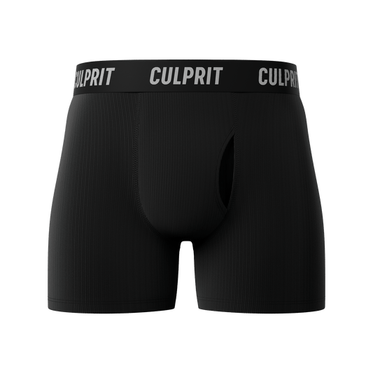 Stealth Black Ribbed - Culprit Underwear - Boxer Briefs w/Fly - BB2 - SBR - S