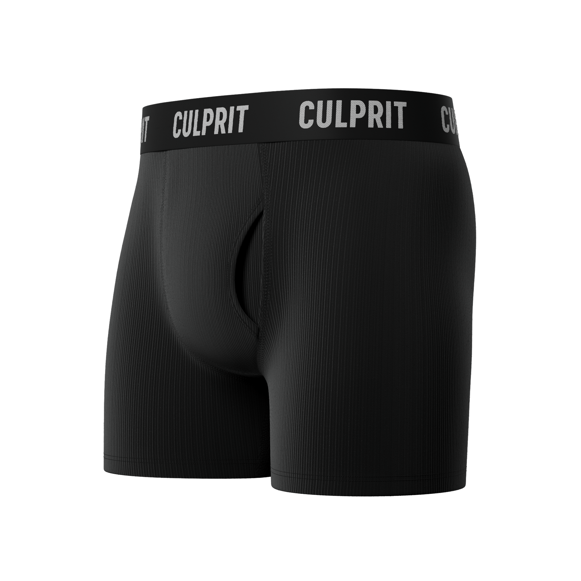 Stealth Black Ribbed - Culprit Underwear - Boxer Briefs w/Fly - BB2 - SBR - S